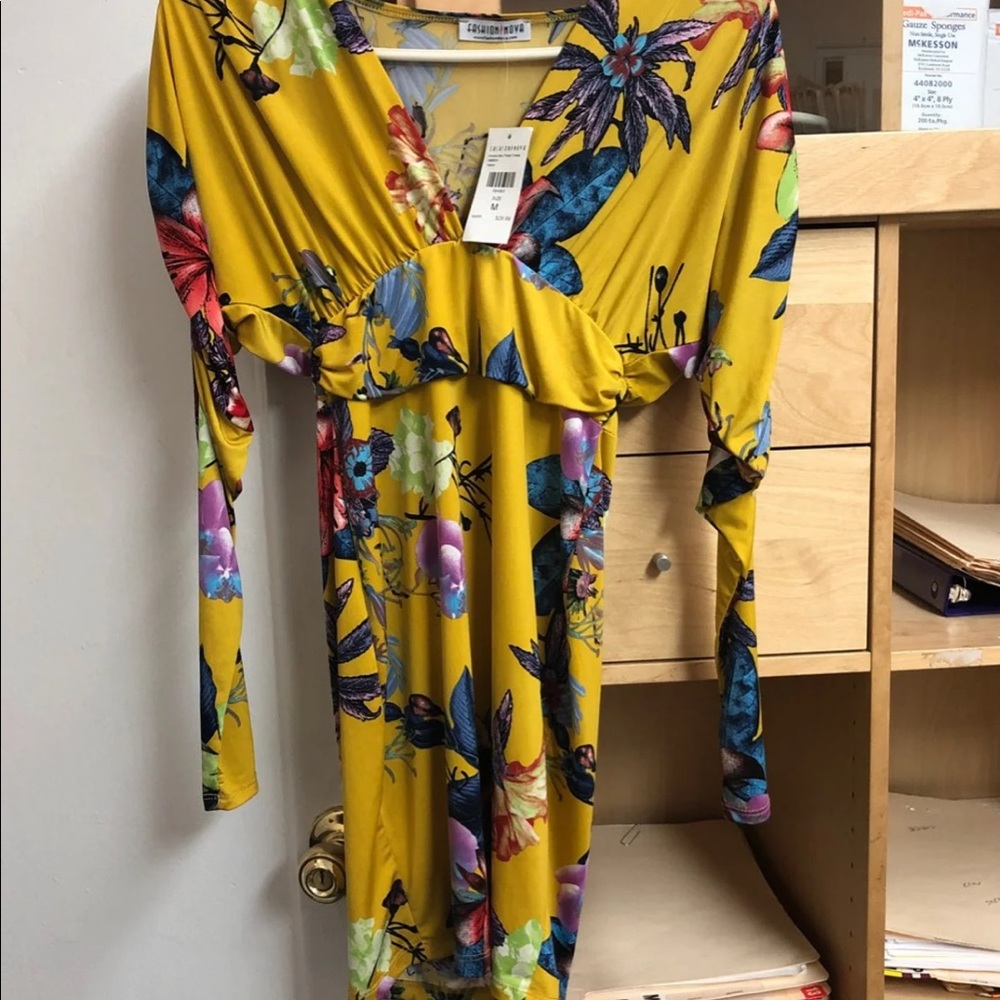 Floral print long sleeve dress